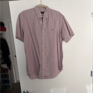 Ralph Lauren Men's Red and White Checkered Shirt